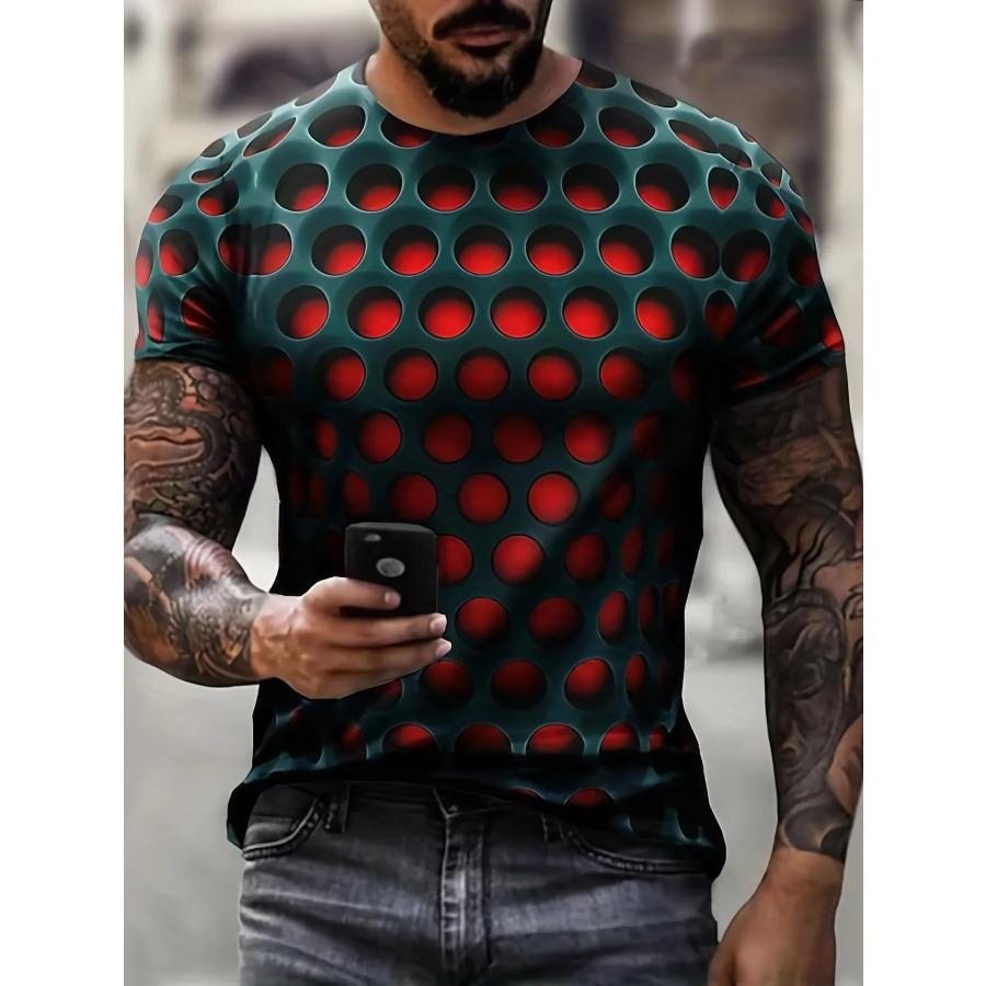 Sommer Männer T Shirts Optische Täuschung 3D Druck Grafik Rundhals T-shirt Casual Kurzarm Tops Streetwear Fashion Kleidung L von Joom DACH