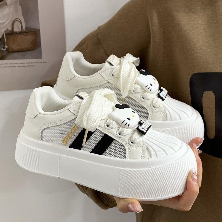 Sommer Mesh Atmungsaktive Schale Kopf Weiße Schuhe Damen Neue Plateau Lässige Hässliche und Niedliche Große Zehen Sneaker 40 beige von Joom DACH