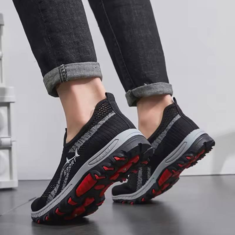 Sommer Mesh Herrenschuhe Leichte Sneaker Herren Mode Lässige Walking Schuhe Atmungsaktive Herren Slipper 46 schwarz von Joom DACH