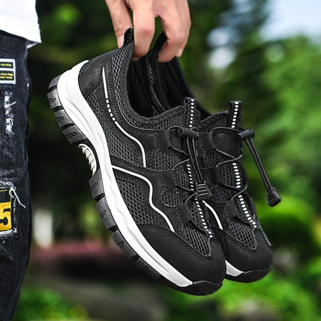 Sommer Mesh Herrenschuhe Sneaker Herren Mode Lässige Laufschuhe Atmungsaktive Slipper Herren Loafer 40 schwarz von Joom DACH