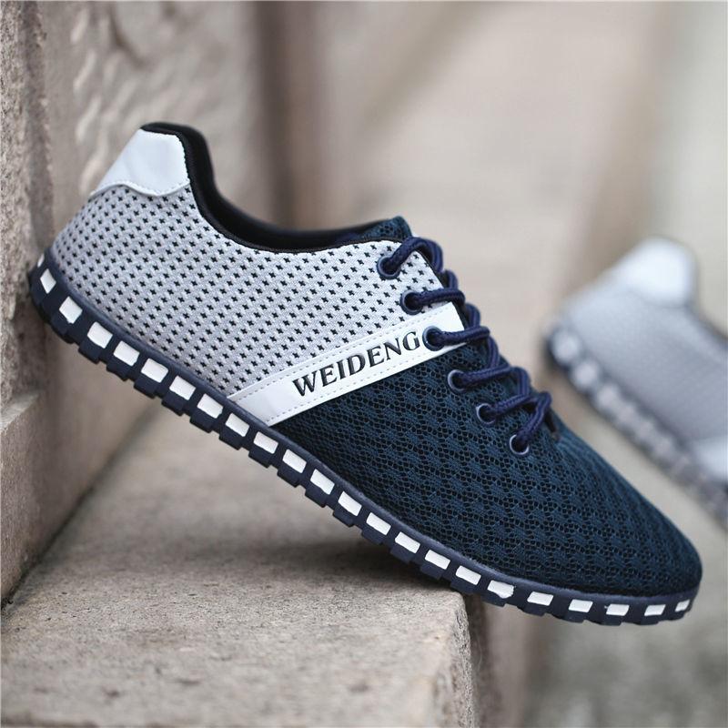 Sommer Mesh Schuhe Herren Atmungsaktive Slipper Anti-Geruch Herrenschuhe Weiche Sohle Herren Freizeitschuhe Alte Pekinger Stoffschuhe 45 dunkelblaue von Joom DACH