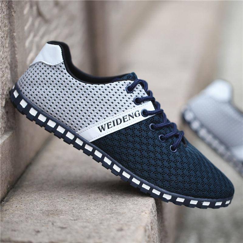 Sommer Mesh Schuhe Herren Atmungsaktive Slipper Anti-Geruch Herrenschuhe Weiche Sohle Herren Freizeitschuhe Alte Pekinger Stoffschuhe 45 dunkelblaue von Joom DACH