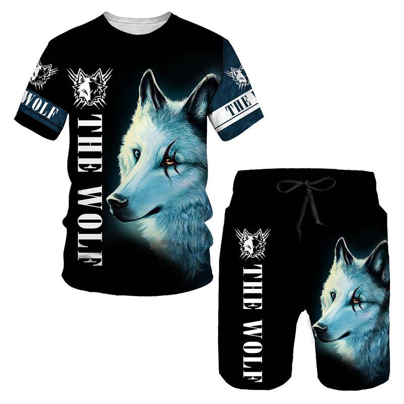 Sommer Mode Der Wolf 3D Gedruckt Mann T-shirt Shorts Sets Casual Männer Trainingsanzug Oansatz Kurzarm Coole männer Kleidung anzug M von Joom DACH