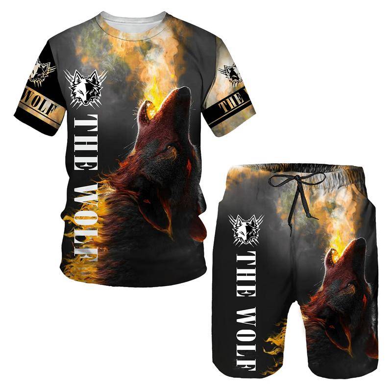 Sommer Mode Der Wolf 3D Gedruckt Mann T-shirt Shorts Sets Casual Männer Trainingsanzug Oansatz Kurzarm Coole männer Kleidung anzug M von Joom DACH
