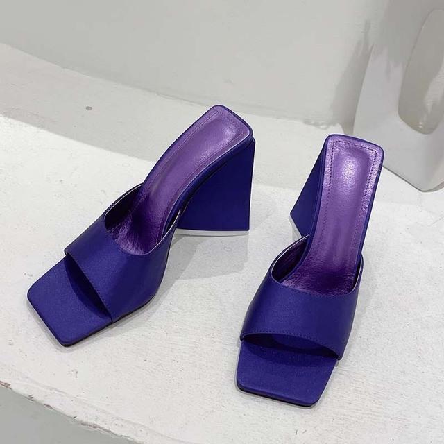 Sommer Mode Elegante Frauen Slides11cm High Heels Neue Lila Pumpen Blau Maultiere Sandalen Dame Rose Rot Hausschuhe Qualität Schuhe 33 violett von Joom DACH