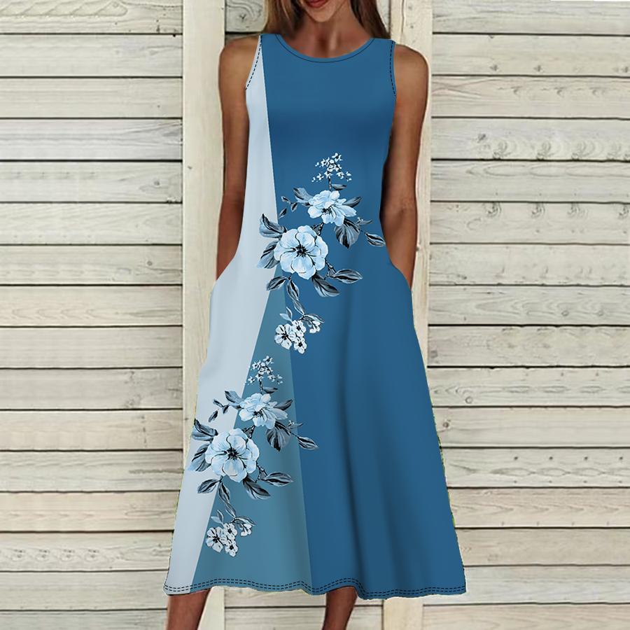 Sommer Mode Sexy Ärmelloses Kleid Weiche Casual 3D Blau Blumen Print Kleid Ärmelloses Sling Kleid Sommer Hosenträger Kleid 4XL blau Sommer Mode Sexy Ärmelloses Kleid Weiche Casual 3D Blau Blumen Print Kleid Ärmelloses Sling Kleid Sommer Hosenträger Kleid 4XL blau von Joom DACH