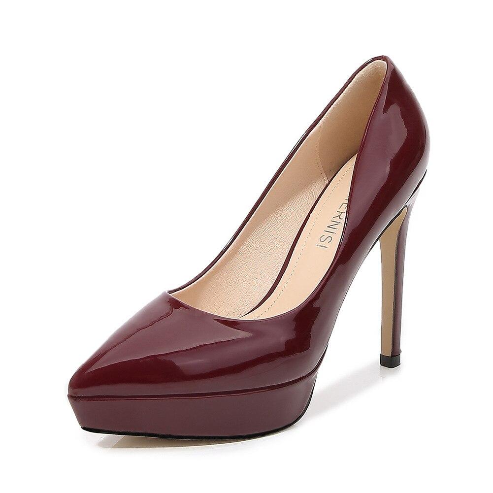 Sommer Mode Spitz Laufsteg frauen Schuhe Flacher Mund Stiletto Büro Einzelnen Schuhe High Heels 35-46 WZ 46 claret von Joom DACH