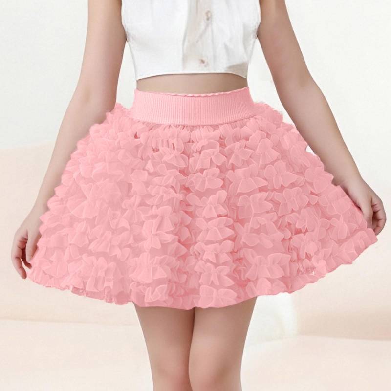 Sommer-Netz-Halbkörperrock für Kinder und Mädchen 100 rosa von Joom DACH