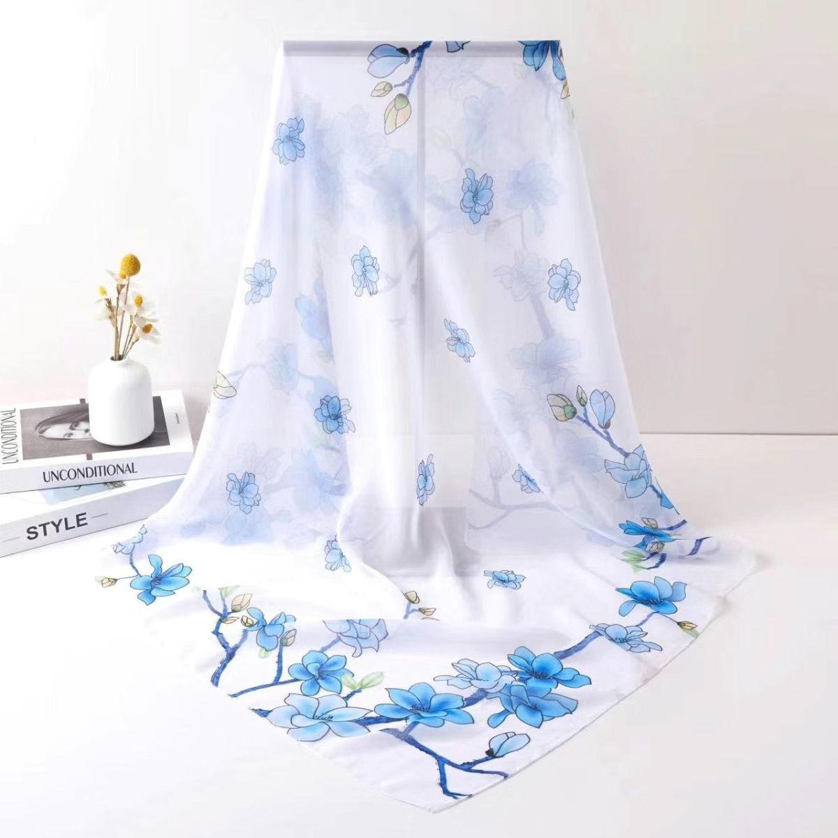 Sommer Neu Chiffon Bedruckt Großes Quadratisches Tuch Schal Damen Dekoration Vielseitiger Sonnenschutz und Schattenspender 90-90Cm von Joom DACH