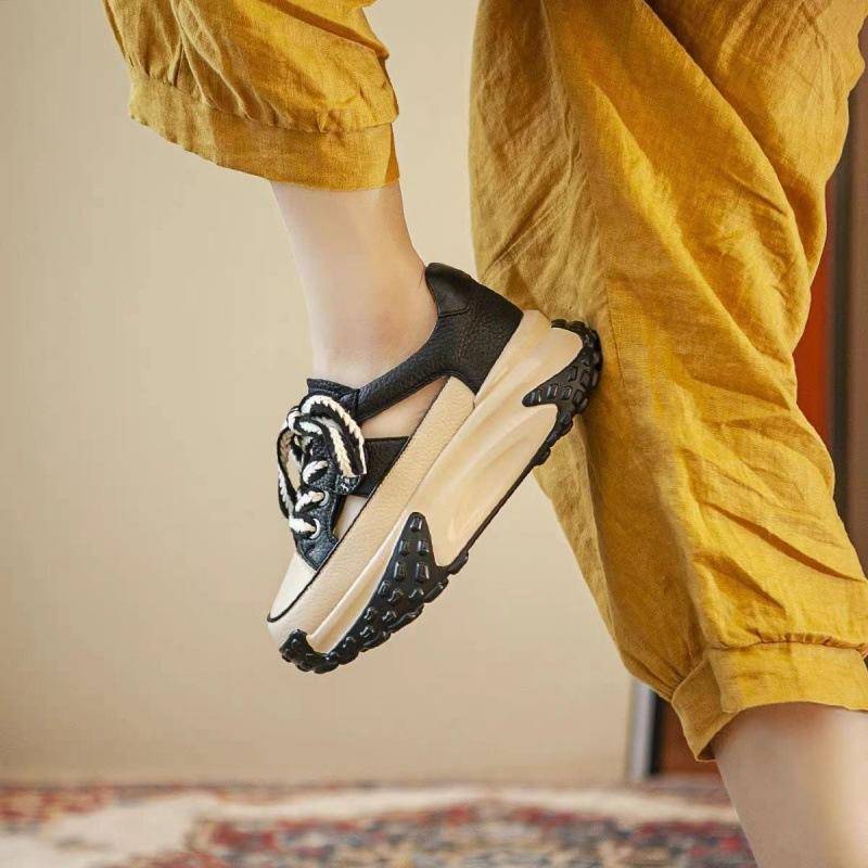 Sommer Neue Alle-Spiel Dicke Unterseite Sneaker frauen Hohl Höhe Zunehmende Casual Rot frauen 40 schwarz von Joom DACH