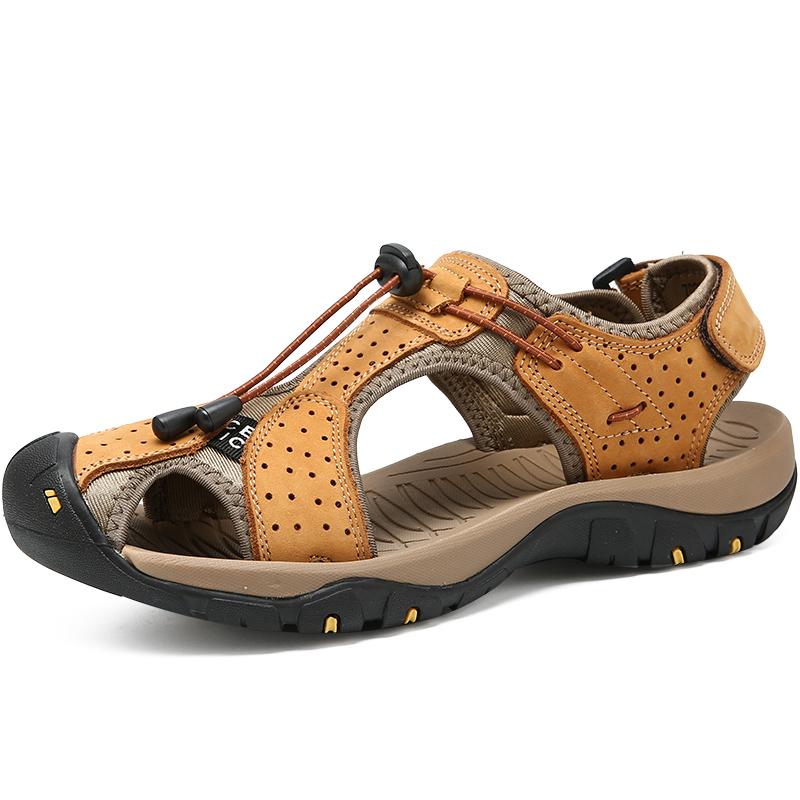 Sommer Neue Atmungsaktive Echtes Leder Sandalen Herren Zehenschlaufe Antikollisions-Strandschuhe Handgefertigt Outdoor-Sport- und Freizeitschuhe 41 von Joom DACH