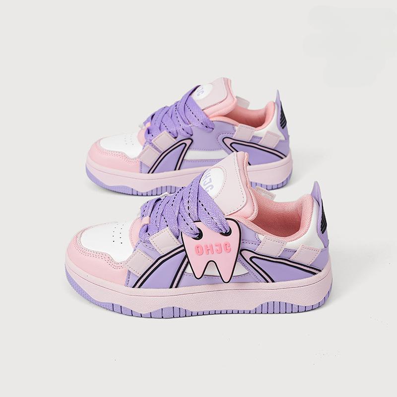 Sommer Neue Hongkong-Stil Allround Weiße Schuhe Damen Mesh Farbpassend Dicksohlige Freizeit-Sneaker Damen 40 violett von Joom DACH