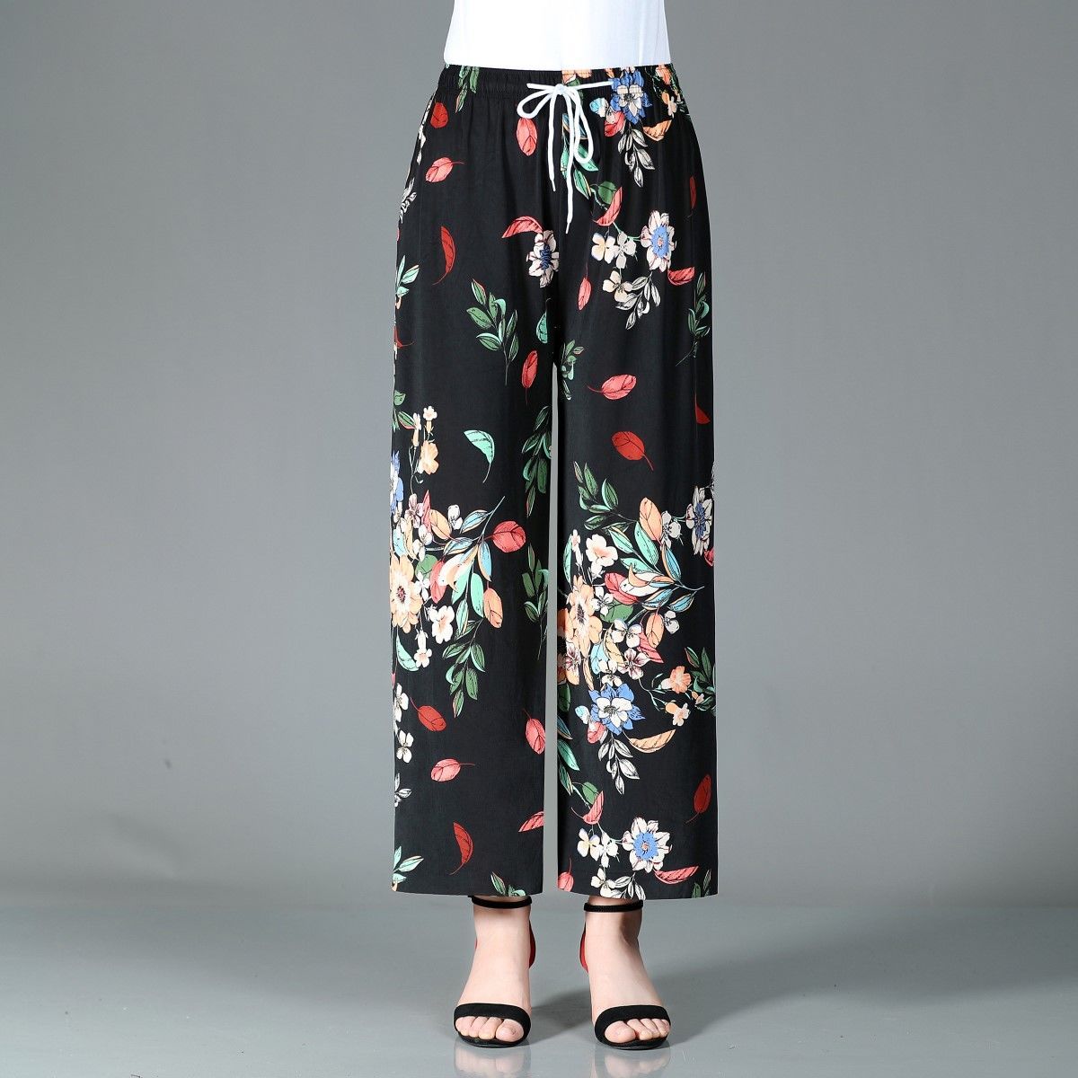 Sommer Neue Hose mit weitem Bein Damenhose Hohe Taille Rockhose Hose mit weitem Bein Damen Große Tanzhose 4XL von Joom DACH