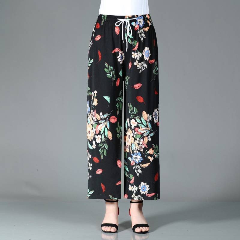 Sommer Neue Hose mit weitem Bein Damenhose Hohe Taille Rockhose Hose mit weitem Bein Damen Große Tanzhose 4XL von Joom DACH