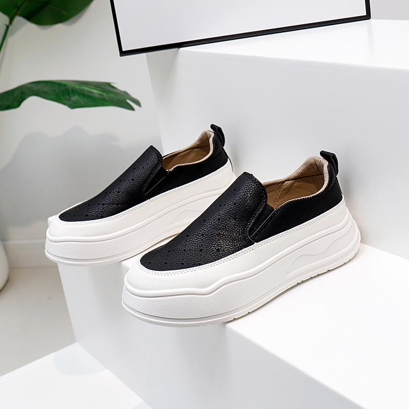 Sommer Neue Ins Atmungsaktive Weiße Schuhe Damen Low-Top Freizeit-Board-Schuhe Plateau-Plateau Damen Schuhe 40 schwarz von Joom DACH