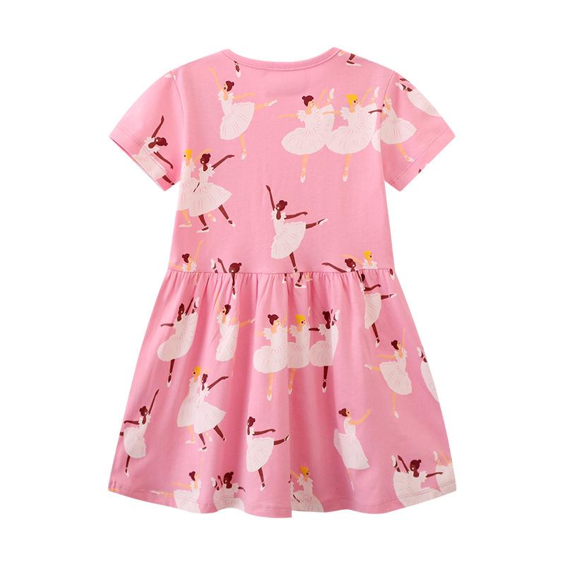 Sommer Neue Kinderkleidung Rock Europäischen und Amerikanischen Stil Cartoon Print Mädchen Kurzarm Kleid Gestrickte Baumwolle Rundhals Prinzessin Rock 100cm von Joom DACH