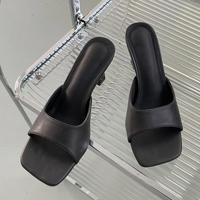 Sommer Neue Marke Grün High Heels Hausschuhe Frauen Elegante Slip Auf Rutsche Damen Peep Toe Mule Schuhe Casual Sandalen Größe 35 -41 35 schwarz von Joom DACH