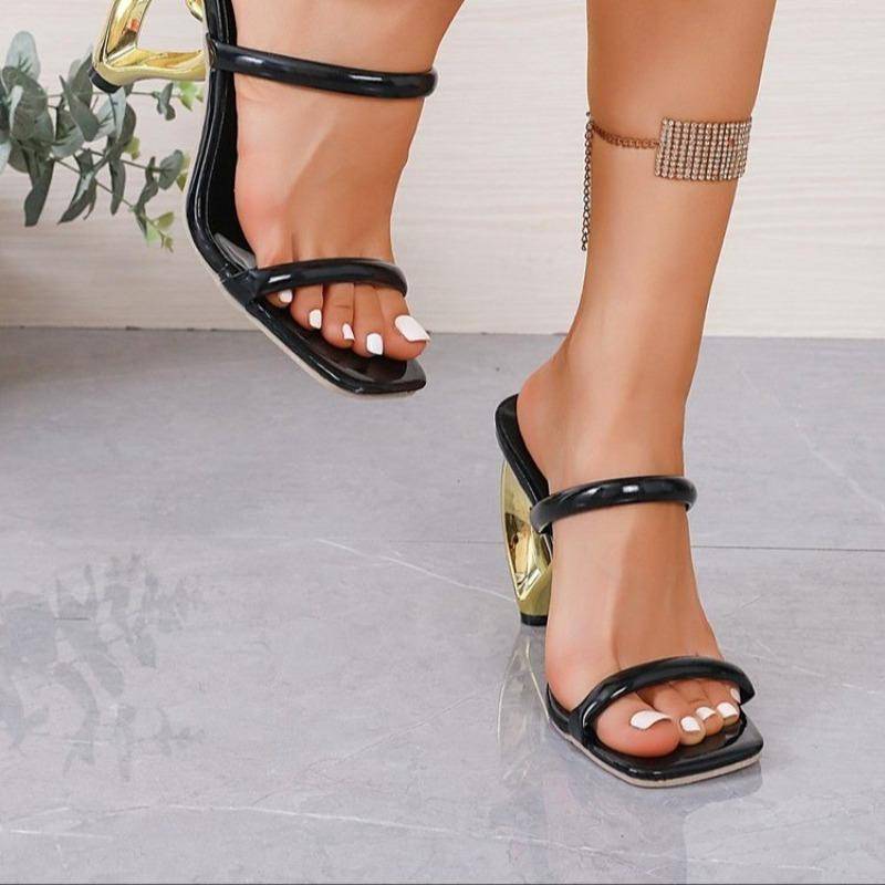 Sommer Neue Mode Hausschuhe Europäischen und Amerikanischen Stil Große Größe 41 frauen Schuhe frauen Schuhe mit Unregelmäßigen Heels 41 schwarz von Joom DACH