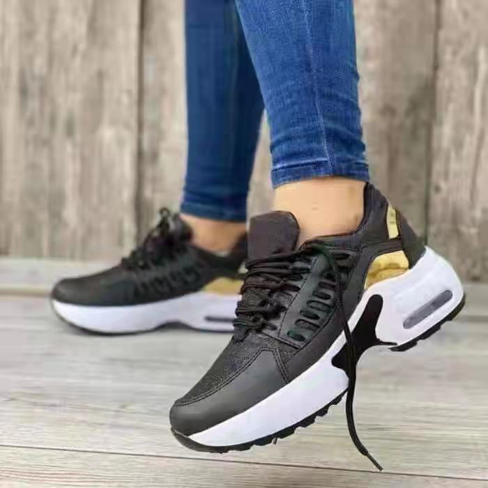 Sommer Neue Mode Keilabsatz Plateau Sneaker Übergröße Lässige Sneaker Schnürung Mesh Atmungsaktiv Damen Vulkanisierte Schuhe 35 von Joom DACH