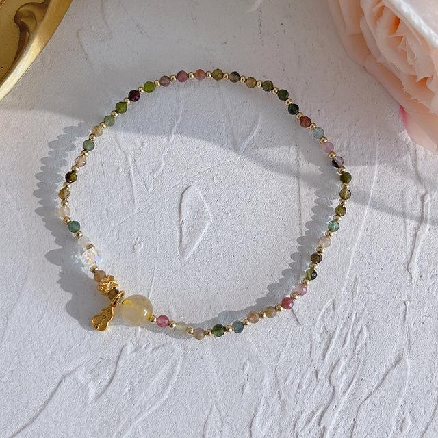 Sommer Neue Multicolor Kleine Natürliche Turmalin Perlen Dünne Frauen Fußkettchen Fuß Kette Münzen/Blume/Kürbis Edlen Schmuck Ybr709 22cm von Joom DACH