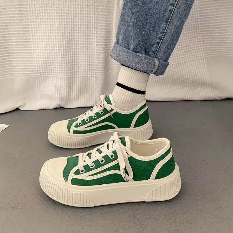 Sommer Neue Plateau Canvas Schuhe Damen Ins Tide Nische Vielseitige Lässige Cookie Schuhe Kleine Weiße Schuhe 40 grün von Joom DACH