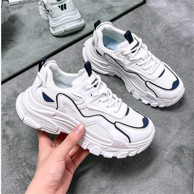 Sommer Neue Plateau-Sneaker für Damen Farblich passende Schnürschuhe Leichte Damen Casual Sports Dad Schuhe 40 von Joom DACH