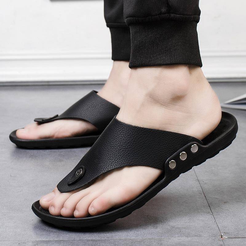 Sommer Neue Sandalen Herren Flip-Flops Strandschuhe Mode Casual Sandalen Hausschuhe Indoor und Outdoor Zwei Tragen Herrenschuhe 44 schwarz von Joom DACH