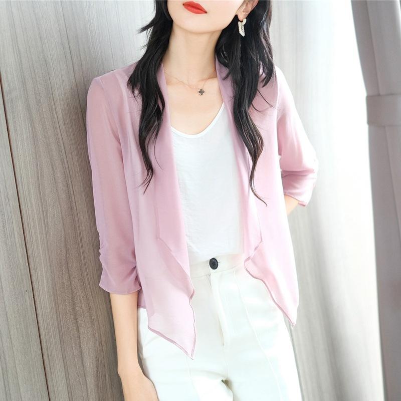 Sommer Neue Sonnenschutzkleidung Damen Dünner Kleiner Schal Klimatisiertes Hemd Kurzer Outer Cardigan Top M rosa von Joom DACH