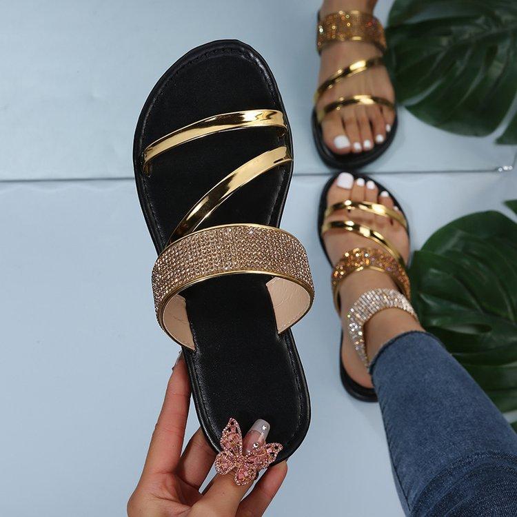 Sommer Neue Stil Römischen Strass Flache Outdoor Strass Hausschuhe Große Größe Hausschuhe Einfarbig Frauen Flache Strand Hausschuhe 39 schwarz/gold Sommer Neue Stil Römischen Strass Flache Outdoor Strass Hausschuhe Große Größe Hausschuhe Einfarbig Frauen Flache Strand Hausschuhe 39 schwarz/gold von Joom DACH