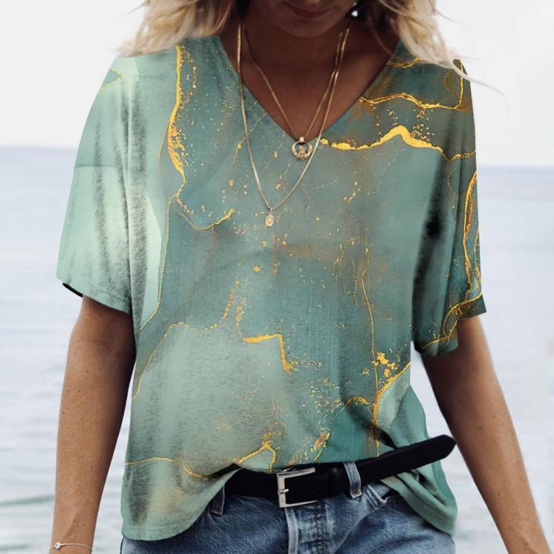 Sommer Neue frauen T Shirts 3d Gradienten Farben Drucken Mode Kurzarm T-shirt Übergroßen Lose Weibliche Vintage Harajuku Kleidung XL von Joom DACH