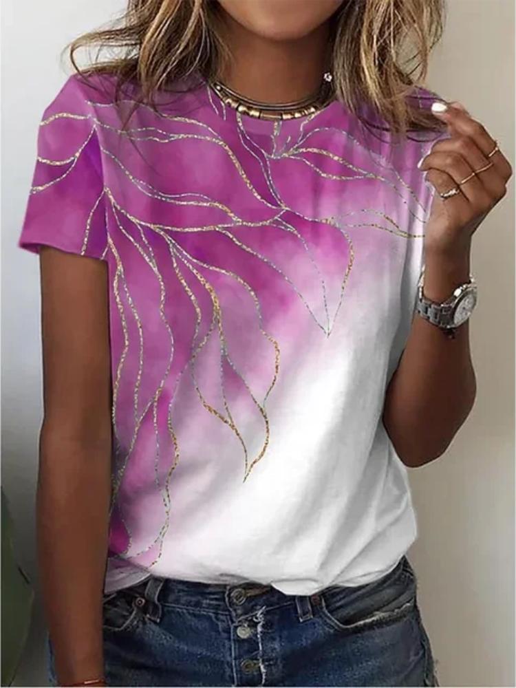 Sommer Neue mode 3D Blume Drucken Frauen Oansatz T-Shirts Kurzarm Casual Street T Lose Kleidung Weibliche Kleidung 3XL von Joom DACH
