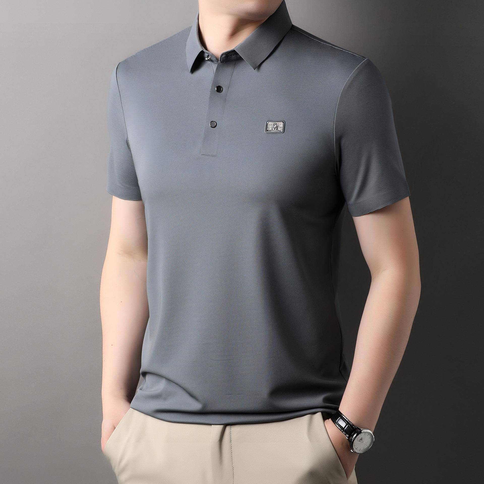 Sommer Neues Herren T-Shirt Jugend Dünn Einfarbig Polo-Kragen Kurzarm Lässig Mode Locker Koreanischer Stil XXXL von Joom DACH