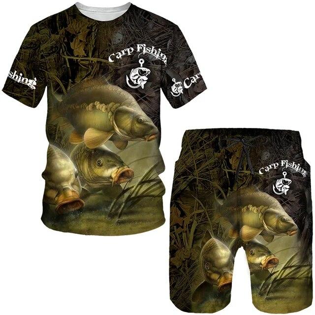Sommer Outdoor Angeln Kleidung männer T Shirt + Shorts 2 Stück Sets Lustige Jagd Harajuku Oansatz Tees Sport Kurzarm tops 2XL von Joom DACH