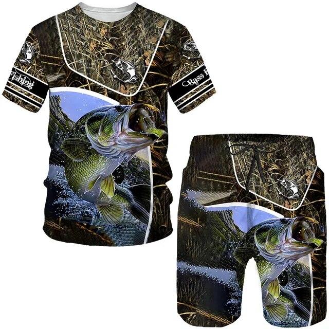 Sommer Outdoor Angeln Kleidung männer T Shirt + Shorts 2 Stück Sets Lustige Jagd Harajuku Oansatz Tees Sport Kurzarm tops 2XL von Joom DACH