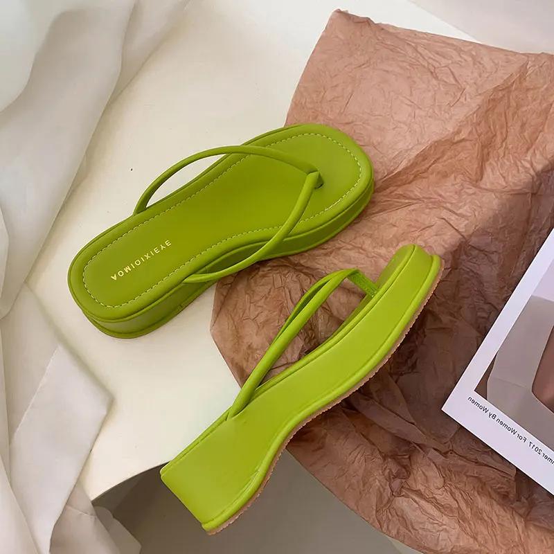 Sommer Plattform Frauen Flip Flop Hausschuhe Slip On Schuhe Damen Casaul Wedges Weibliche Outdoor Party Rutschen Weiß alias mujer 35 grün von Joom DACH