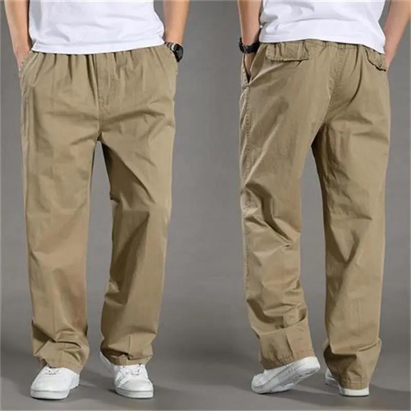 Sommer Plus Größe männer Breite bein Hosen Multi-taschen Overalls Gerade Casual Hosen Outdoor Lose Version Sport Hosen XXL khaki von Joom DACH