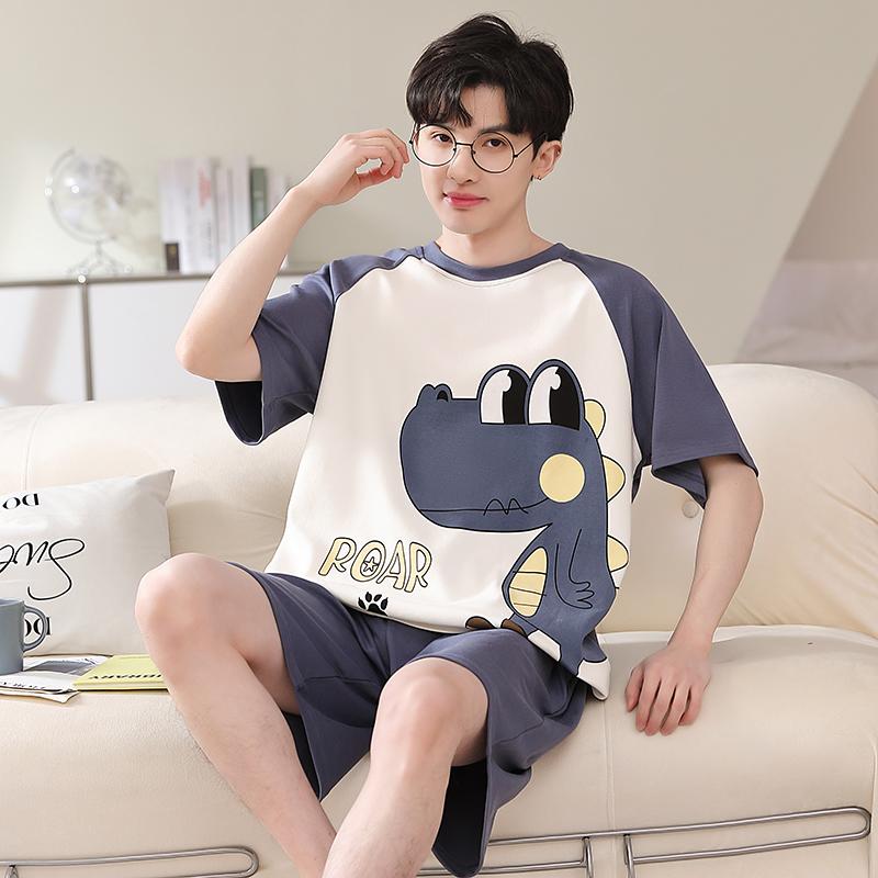 Sommer-Pyjama-Set für Herren mit süßem Cartoon-Print, Kurzarm-Oberteile und Shorts, Nachtwäsche, Loungewear, Studenten, zweiteilig, Nachtwäsche für Jugendliche und Jungen, Homewear für Männer XL Sommer-Pyjama-Set für Herren mit süßem Cartoon-Print, Kurzarm-Oberteile und Shorts, Nachtwäsche, Loungewear, Studenten, zweiteilig, Nachtwäsche für Jugendliche und Jungen, Homewear für Männer XL von Joom DACH