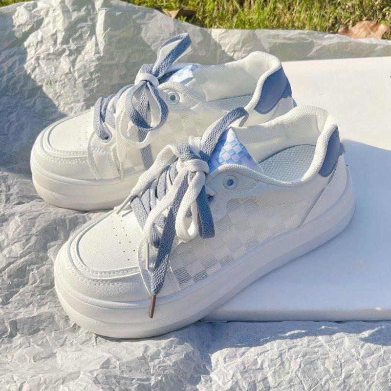 Sommer Retro Mesh Oberfläche Weiße Schuhe Mädchen Neu Vielseitig Atmungsaktiv Lässig Sport Ins Modeschuhe Damen 40 blau von Joom DACH