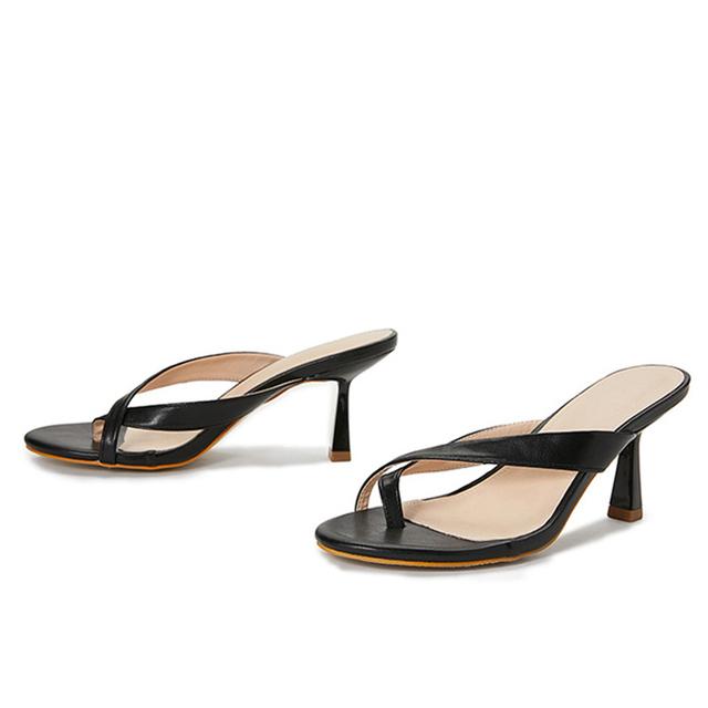 Sommer Römer Gladiator Slipper Dünne Niedrige Absätze Pantoletten Mode Schmaler Riemen Offene Zehenpartie Lässige Sandalen Schuhe Damen Strand Flip Flops 40 schwarz von Joom DACH