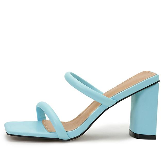 Sommer Rosa Schmale Band Frauen Slipper Casual Square High Heels Damen Strand Rutschen Outdoor Gladiator Sandalen Schuhe 39 blau von Joom DACH