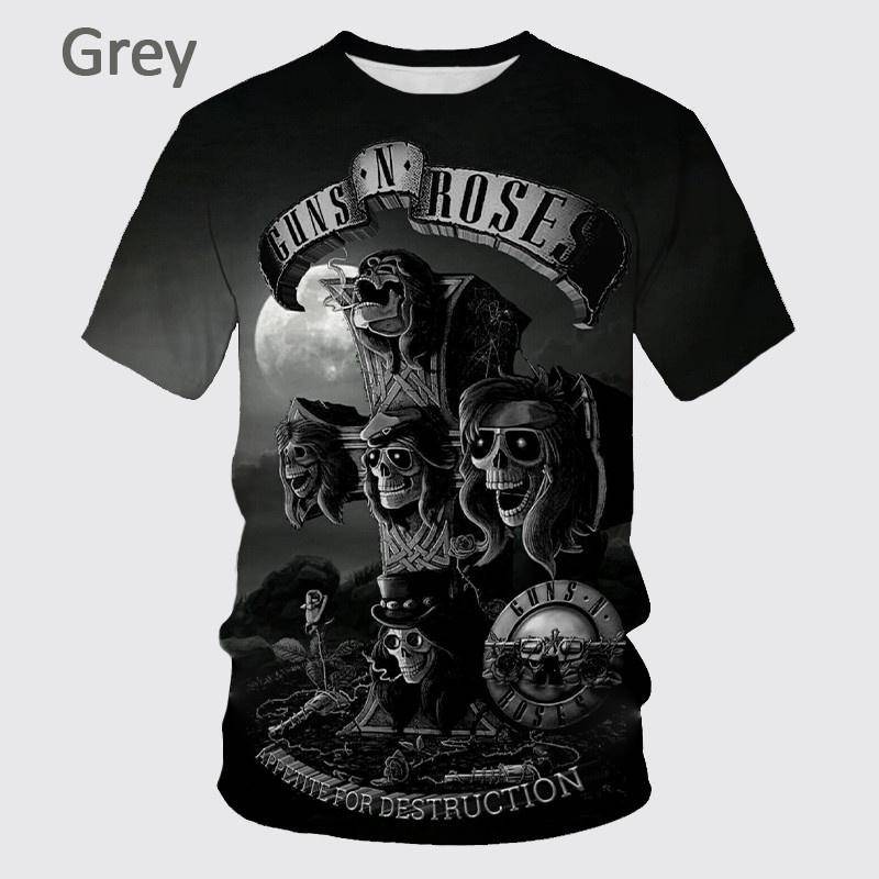 Sommer Rundhals 3D Guns N 'Roses Band Print Top Modische Lässige Kurzarm Herren T-Shirts XL von Joom DACH