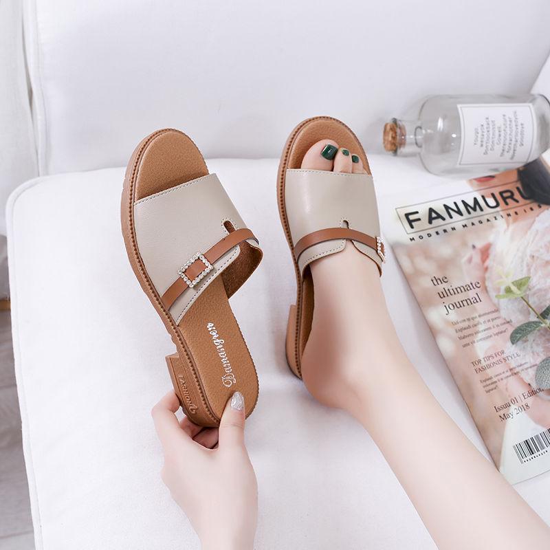 Sommer Sandalen Hausschuhe Frauen Koreanische Version Wort Drag Dicken Alle-spiel Casual Hausschuhe Frauen Tragen Hausschuhe Frauen 35 beige von Joom DACH