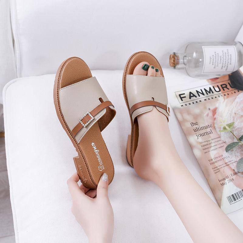 Sommer Sandalen Hausschuhe Frauen Koreanische Version Wort Drag Dicken Alle-spiel Casual Hausschuhe Frauen Tragen Hausschuhe Frauen 35 beige von Joom DACH