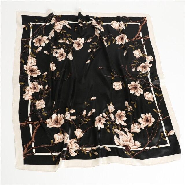 Sommer Satin Quadrat Schal Für Frauen Luxus Seide Schal Haar Bands Foulard Hijab Halstuch Weibliche Kopf Wraps Stirnband Bandana 90x90cm von Joom DACH