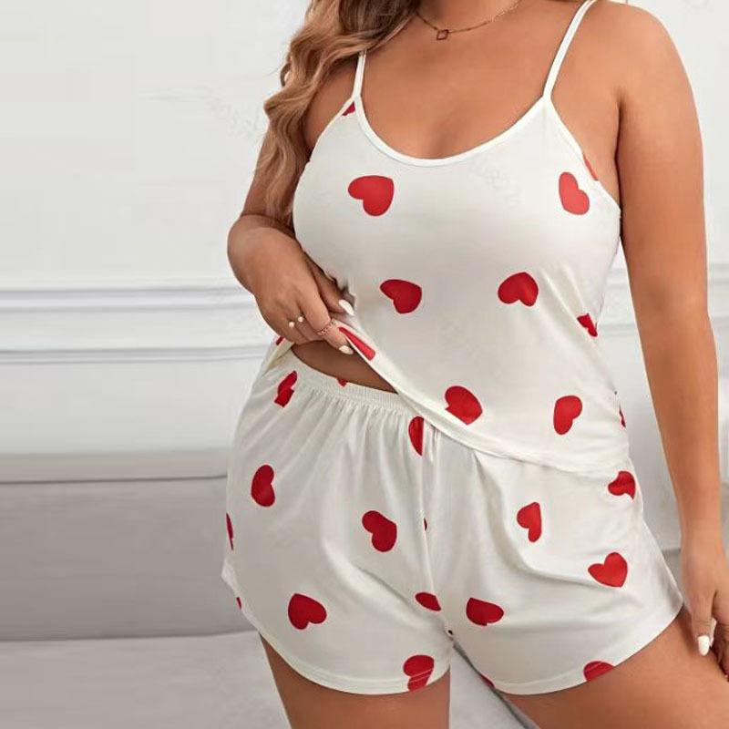 Sommer-Set aus großen Damen-Pyjamas für Damen, für vier Jahreszeiten, Heimkleidung, Camisole-Tanktops 4XL weiß Sommer-Set aus großen Damen-Pyjamas für Damen, für vier Jahreszeiten, Heimkleidung, Camisole-Tanktops 4XL weiß von Joom DACH