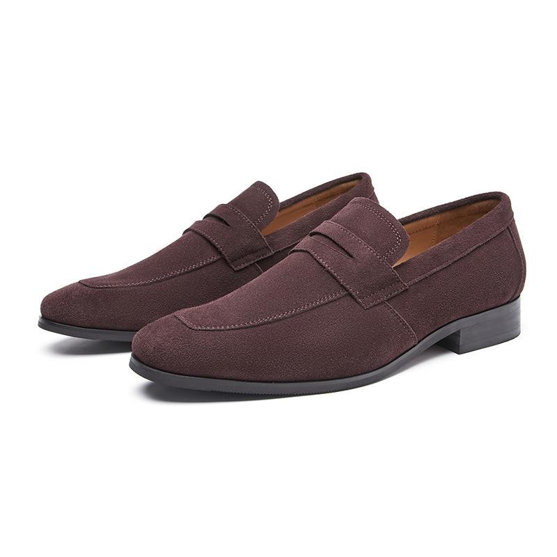 Sommer Slip-on Neue Japanische Stil Einfache Wildleder Leder Business Formale Herren Leder Schuhe Mattiert Britischen Loafer 45 dunkelbraune von Joom DACH