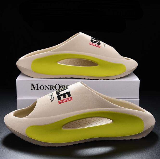 Sommer Sneaker Hausschuhe Damen Herren Dicke Sohle Plateau Pantoletten Weiche EVA Hohle Unisex Sportsandalen Lässige Strandschuhe 44-45 khaki von Joom DACH