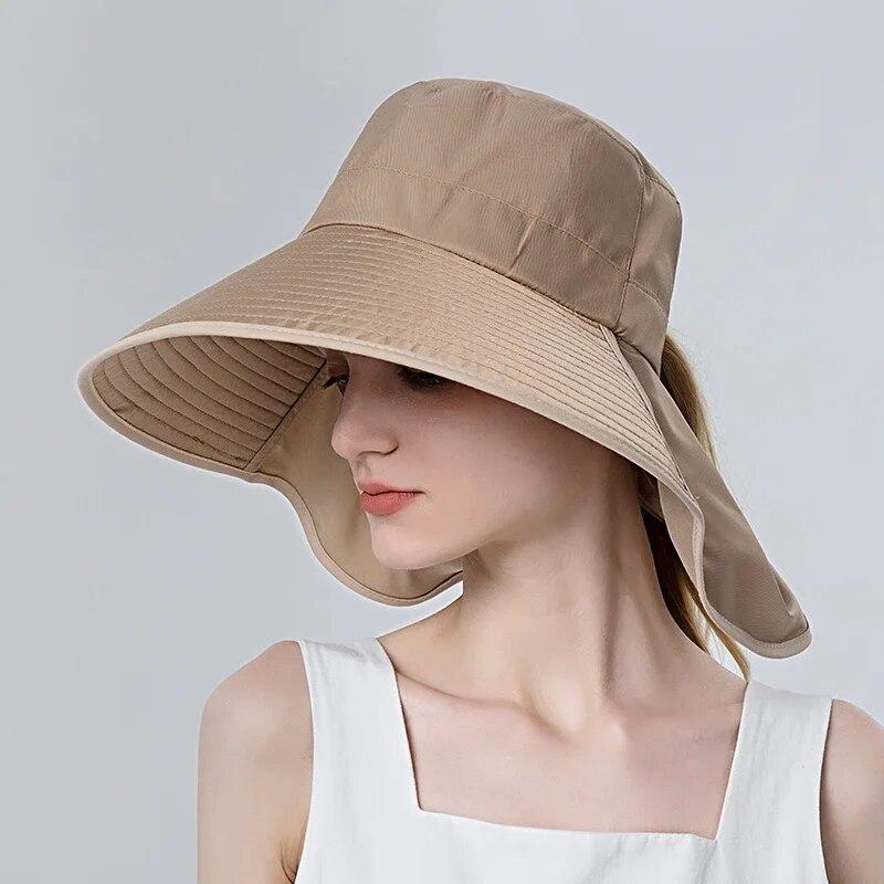 Sommer-Sonnenhüte für Frauen UV-Hut Frauen mit Nackenschutz Strand Panama Sonnenschutzhut khaki Sommer-Sonnenhüte für Frauen UV-Hut Frauen mit Nackenschutz Strand Panama Sonnenschutzhut khaki von Joom DACH