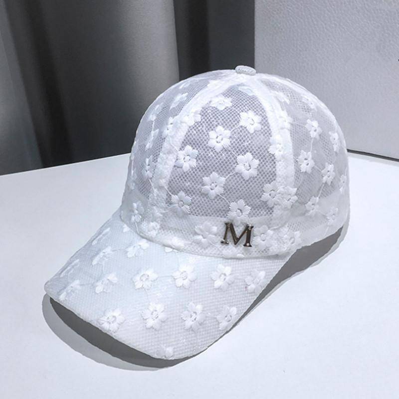 Sommer Spitze Hut Baumwolle Baseball Kappe Frauen Atmungsaktive Mesh Mädchen Snapback Hip Hop Weibliche Kappen weiß von Joom DACH
