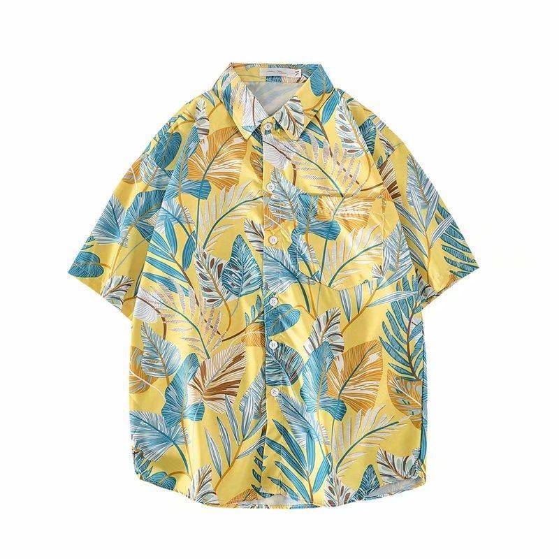Sommer Strand Blumenhemd für Männer Mode Hemd Bluse Flut Hawaiian Loose Print Kurzarm Paar Hemd M von Joom DACH